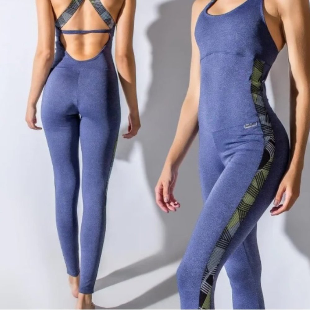 Body Fit Active Wear Jumpsuit 0647 Colombian Sport wear Blue